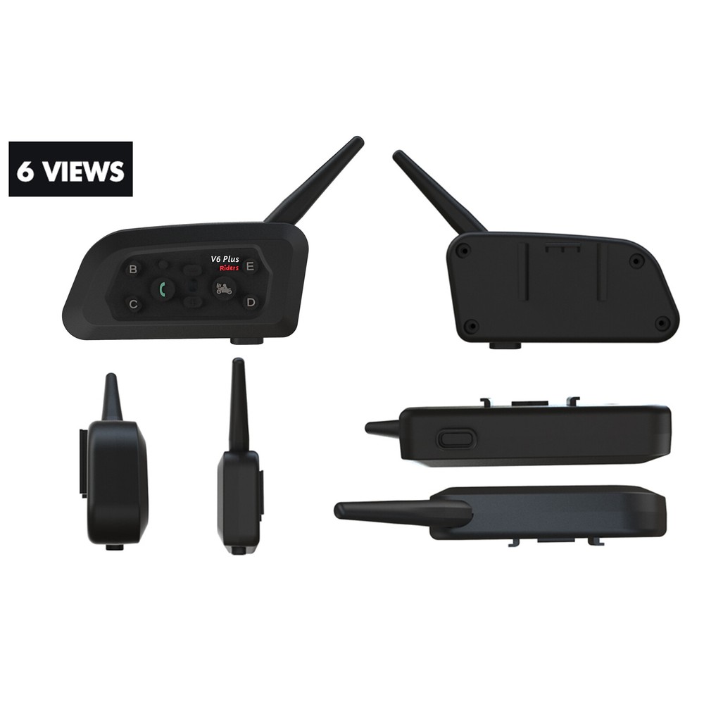 A pair V6 Pro Motorcycle Helmet Bluetooth Headset 6 Riders Communication System