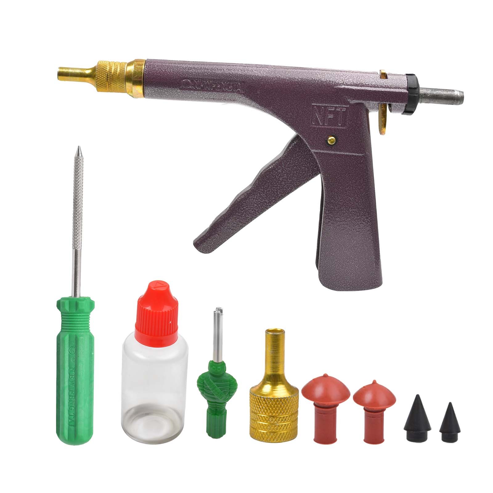 Tubeless Tire Gun Puncture Repair Kit Tire Patch Tools with Mushroom Plug Nozzle