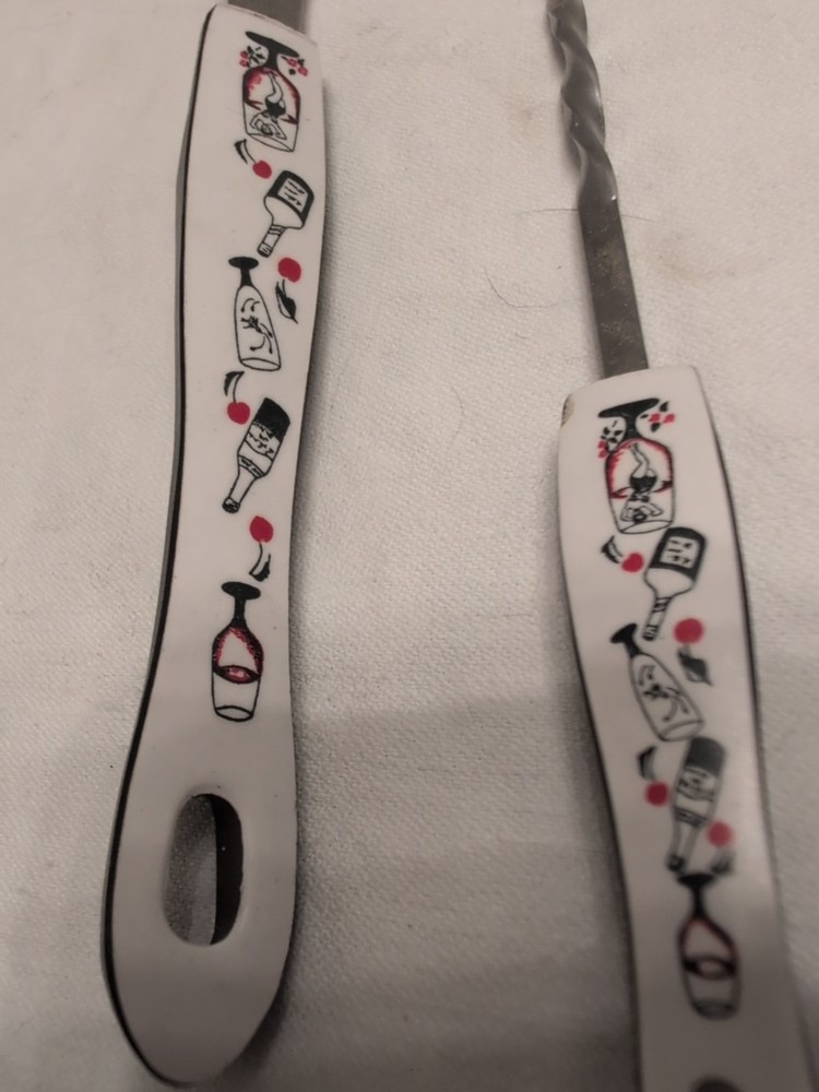 MCM Barware fork pick And Knife Cocktail Print handle