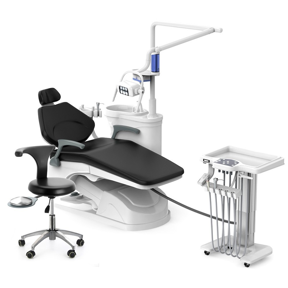 Dental Unit Chair Computer Controlled Doctor's Stool + Liftable Mobile Trolley