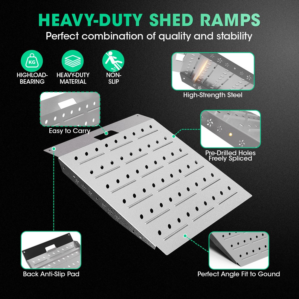 Shed Ramp for Riding Mower & Lawn Equipment Anti-Slip Punch Plate Ramp 1/2PCS