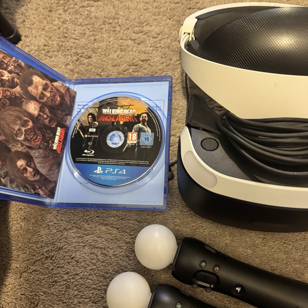 Sony PlayStation VR Headset Bundle, Move Controllers, Game, HDMI, Room-Scale VR