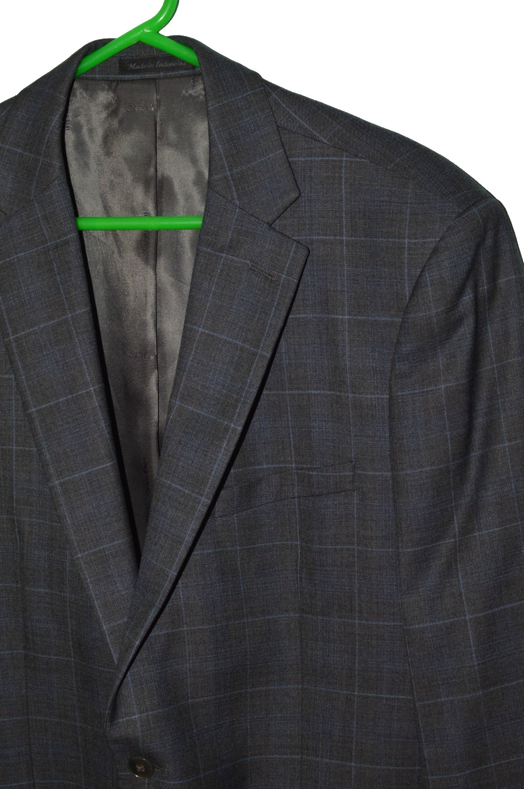 Llike New (2Pc Suit 46R 46 Regular R) CALVIN KLEIN Gray Windowpane Stretch 38x30