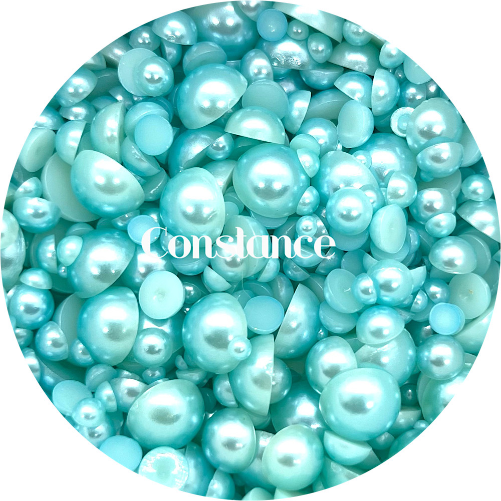 Flat Back Non-Hot Fix Pearls - Teal Aqua Light Blue