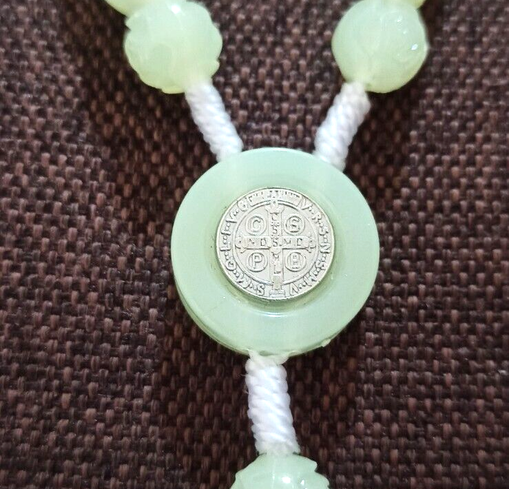 Rosary Luminous Phosphorous Hand Made Jerusalem Saint Benedict Glow in the Dark