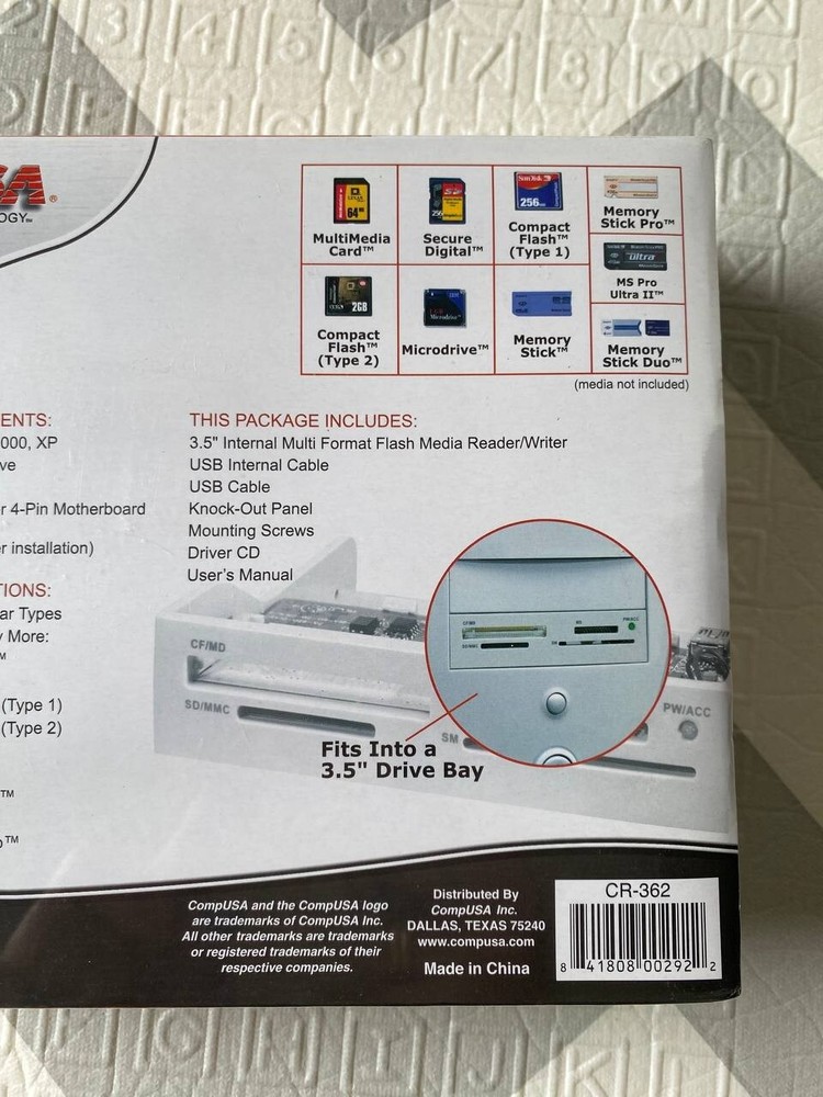 Comp USA 3.5" Bay Mounted 9 in 1 Multi Format Flash Media Reader Writer