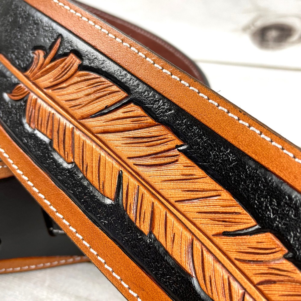 Walker & Williams LCT-21 Handmade Leather Strap Eagle & Feather Design