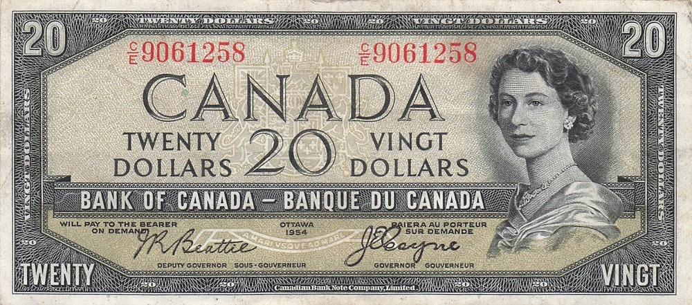 Canada  $20  Devil Face  Ottawa , 1954  Series  C/E  Circulated Banknote DTx