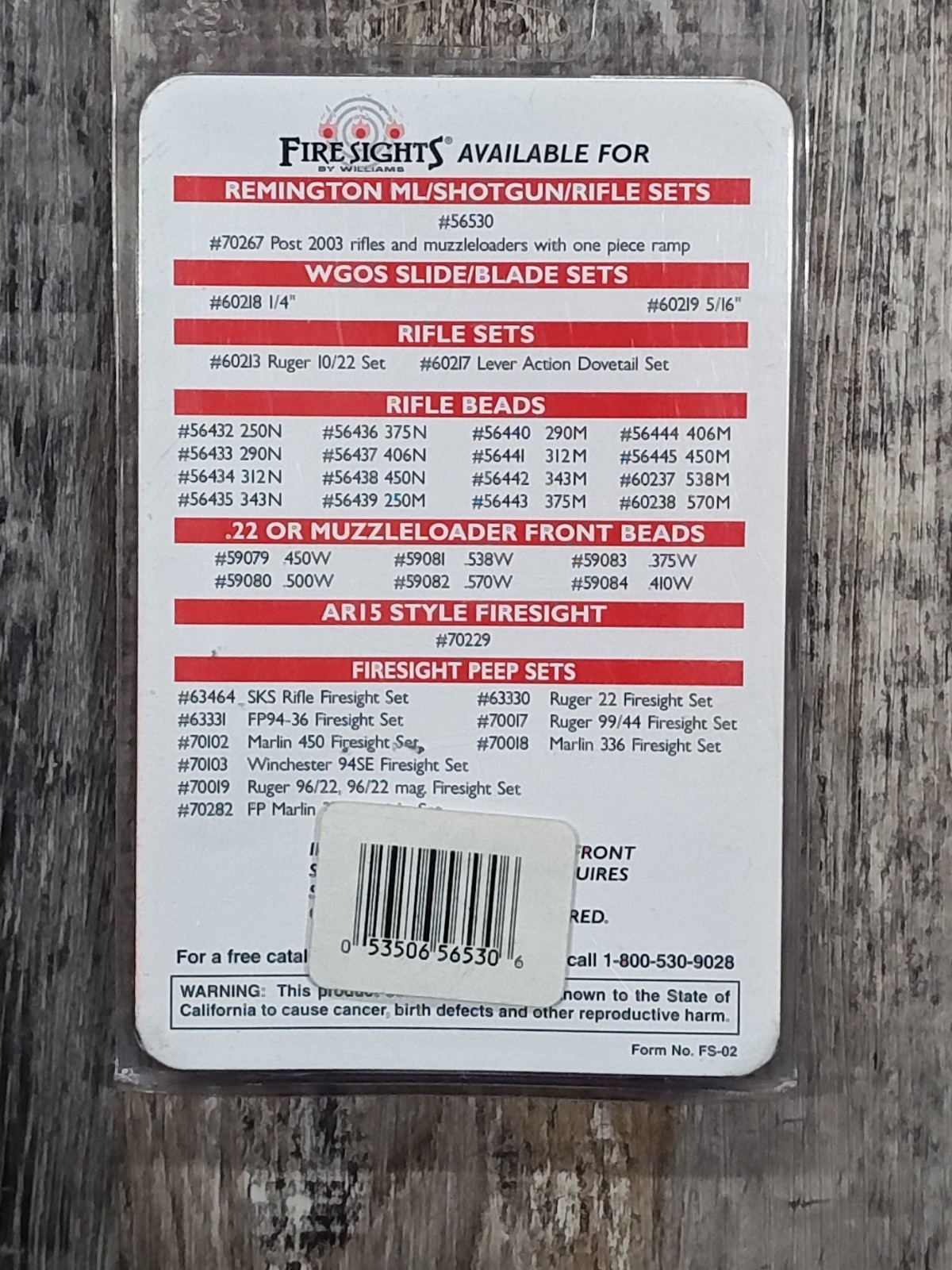 Williams Fire Sights Set Fiber Optic Green Rear/Red Front Remington #56530