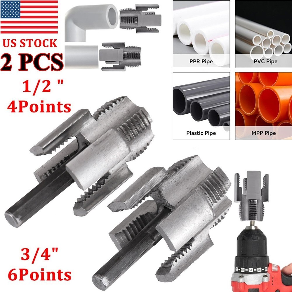 2X Water Pipe Internal & External Integrated Threader Kit Threader Cutting Tool