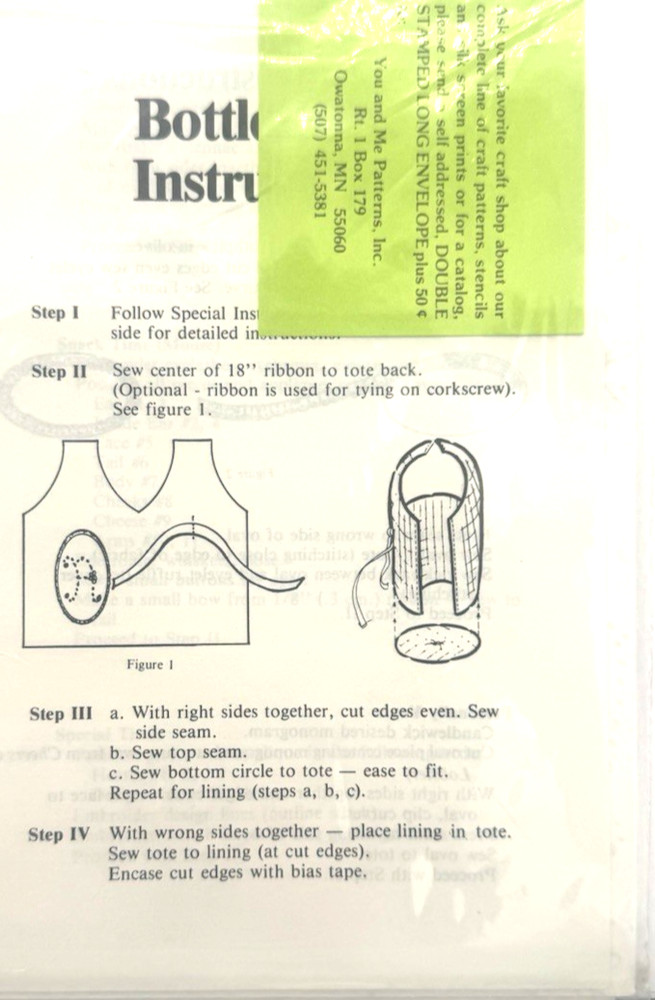 You & Me Pattern #465 - Bottle Totes (All Size)