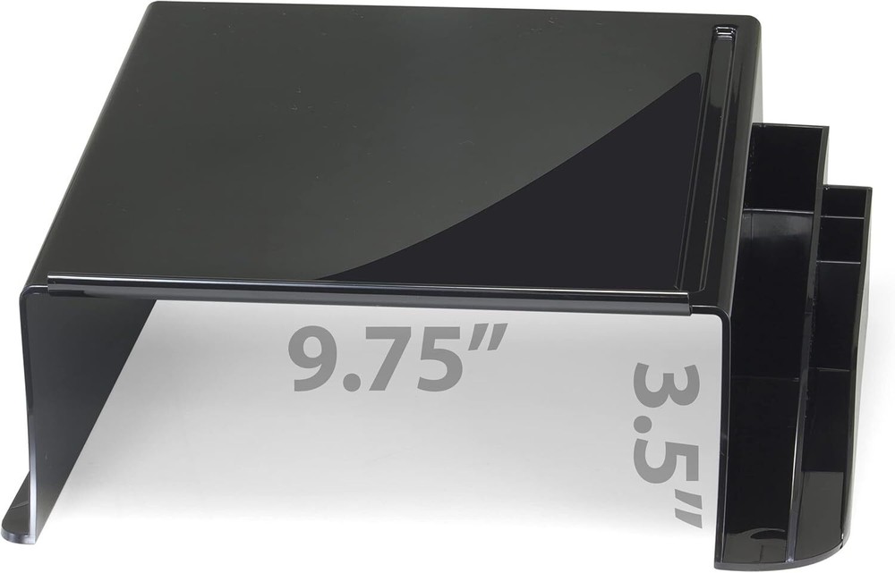 Officemate Telephone Stand, Laptop Black Plastic Computer Riser,