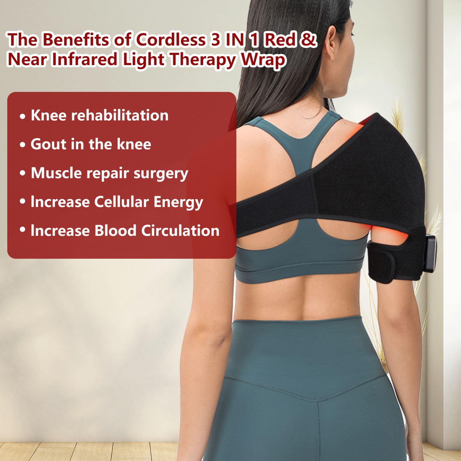 Near Infrared Red Light Therapy Device for Neck Back Pain Relief Shoulder Belt