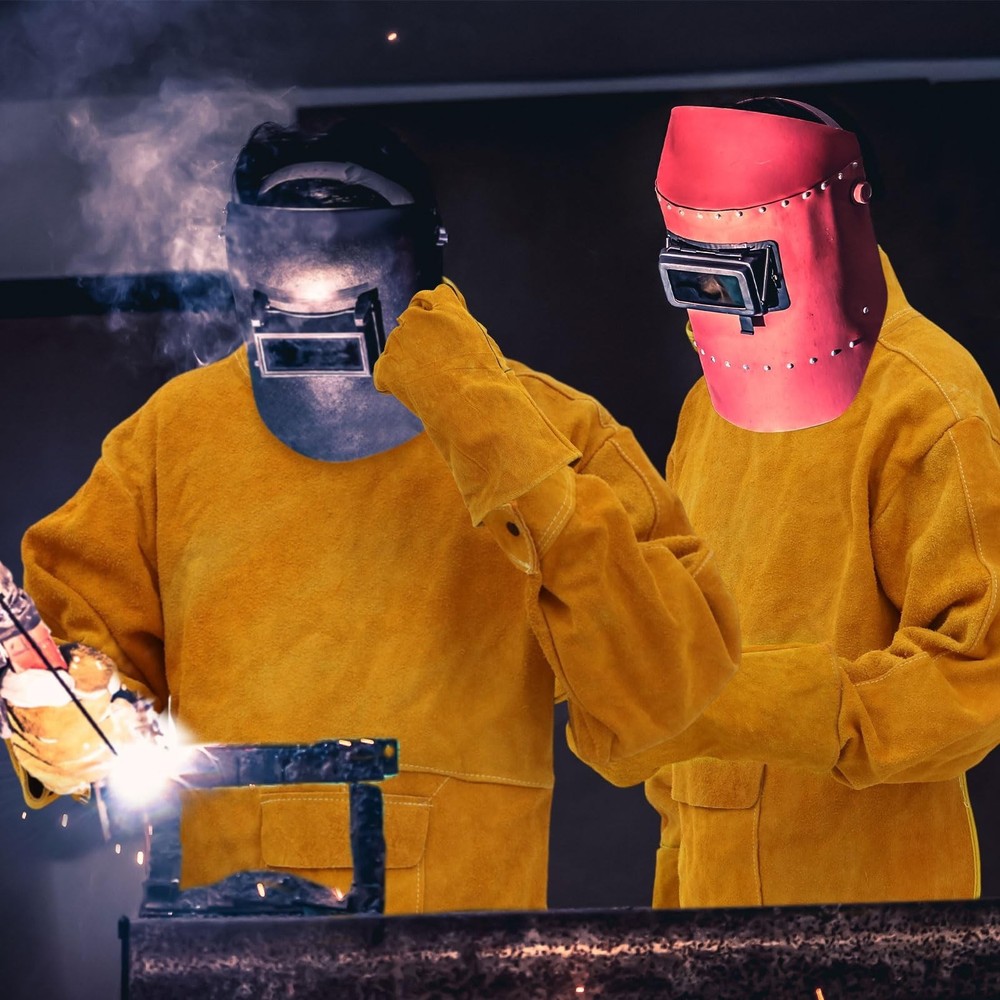 Leather Welding Apron Gloves Heat/fire Resistant Forge Welding Leather Jacket...