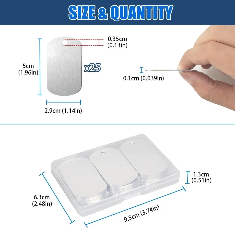 25 Pcs Aluminum Tags for Engravingrectangle Stamping Blanks Tagsslive...