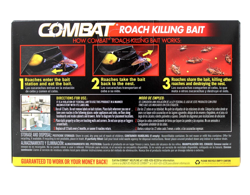 Combat Max Roach Killing Gel 2.1 Oz & Combat Roach Bait Stations, 12 Count