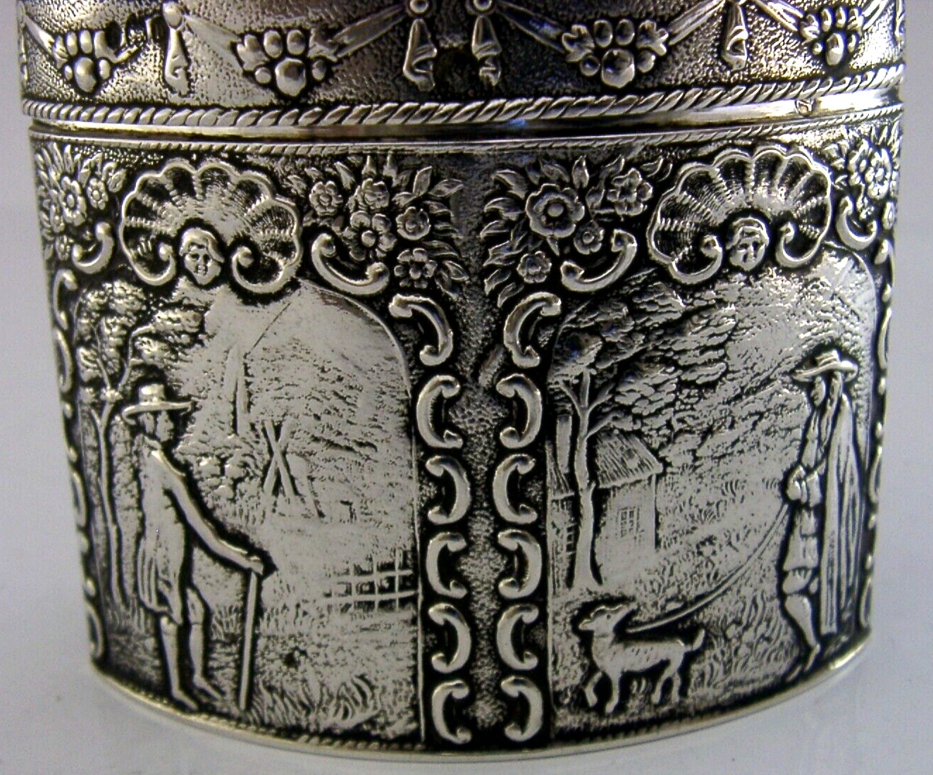 SUPERB HANAU DUTCH SOLID STERLING SILVER TEA CADDY CANISTER BOX 1903 ANTIQUE 82g
