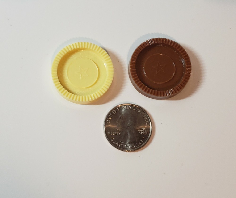 2 Backgammon Replacement Checker Chips Brown Cream Plastic Game Part Piece
