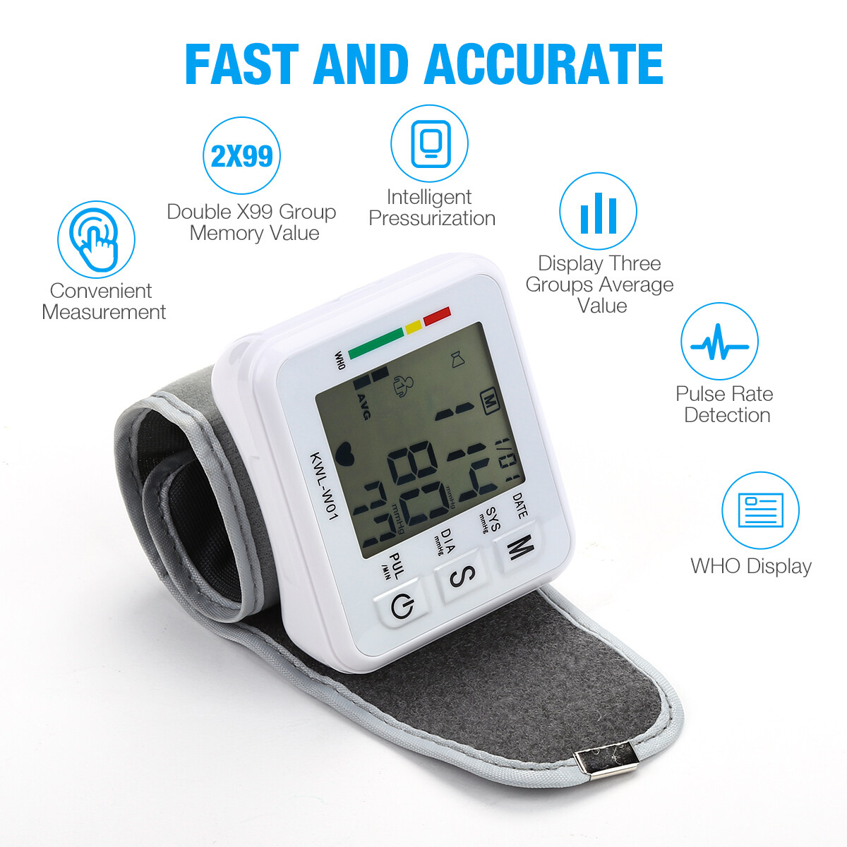Automatic Digital Wrist Blood Pressure Monitor BP Cuff Machine Test Device USA