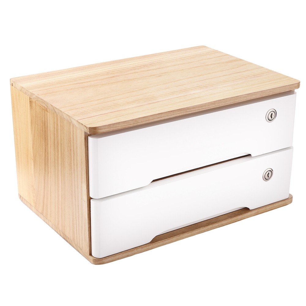 Desktop Storage Box, Desk Organizer, Desktop Storage Box with Lockable Drawers