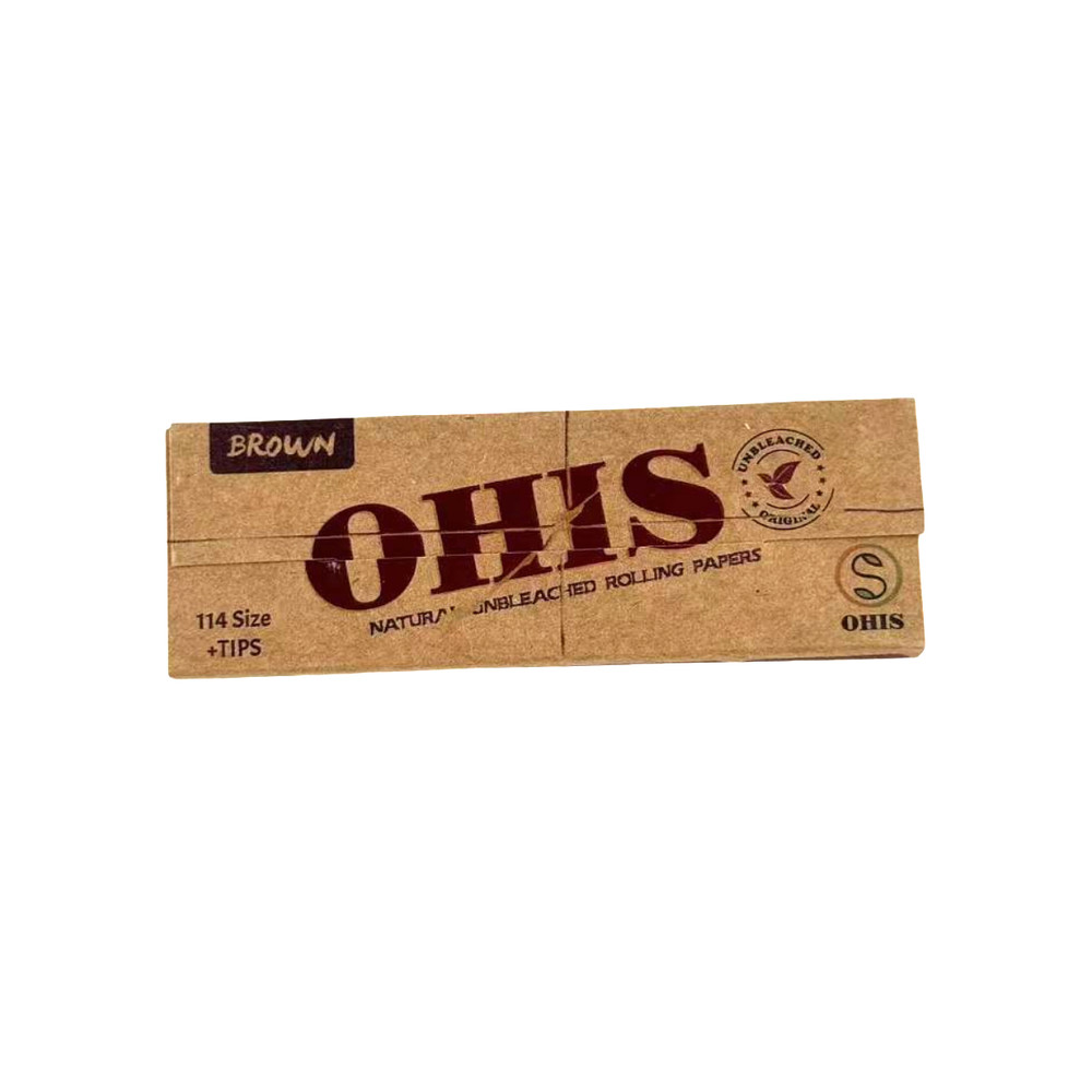 OHIS Natural unbleached 114 Size Rolling Papers with filter tips 24 booklets