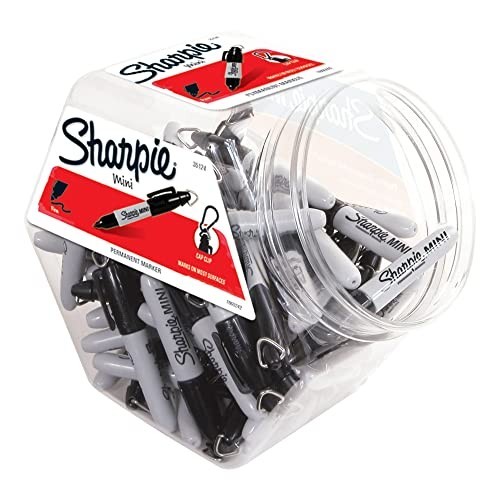 Mini Permanent Markers Fine Point Black 72 Count - Pocket Size with Keychain Cli