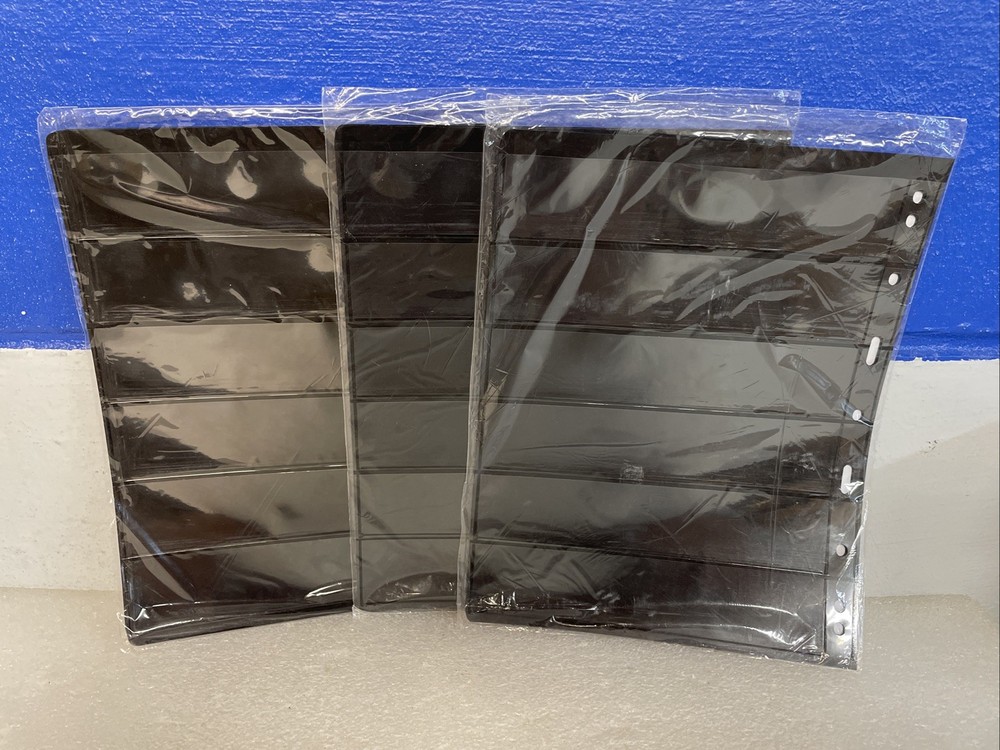 Lighthouse Vario 6S Stamp Page Protective Sheets Black Back Lot Of 3 Packs Of 5
