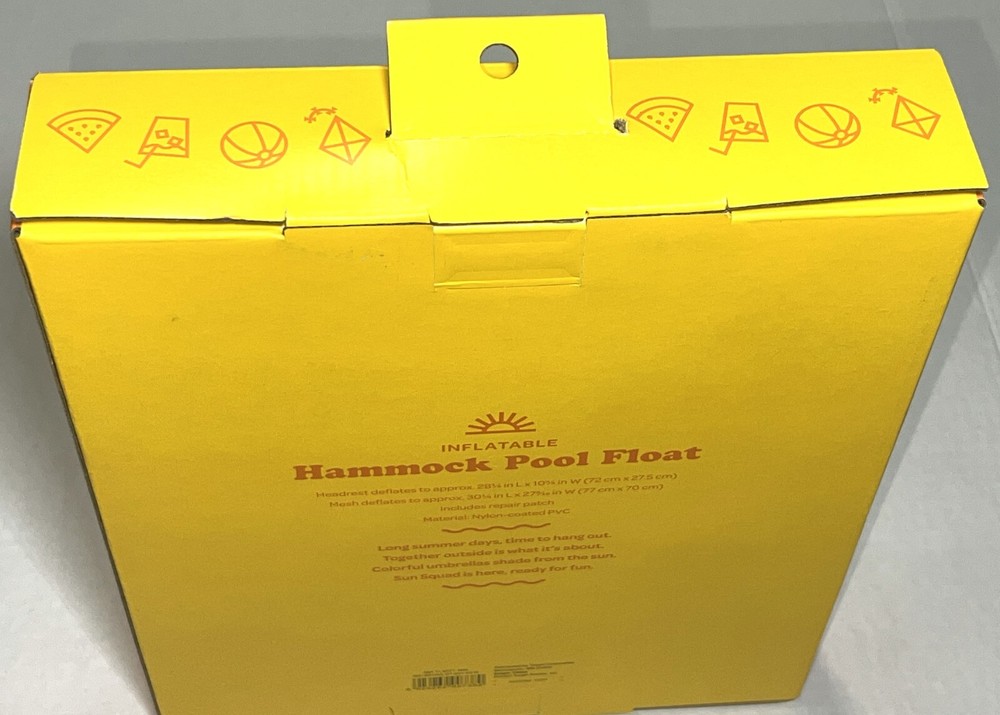 Sun Squad Inflatable Hammock Headrest Pool Float Navy White Over 3ft Long NEW