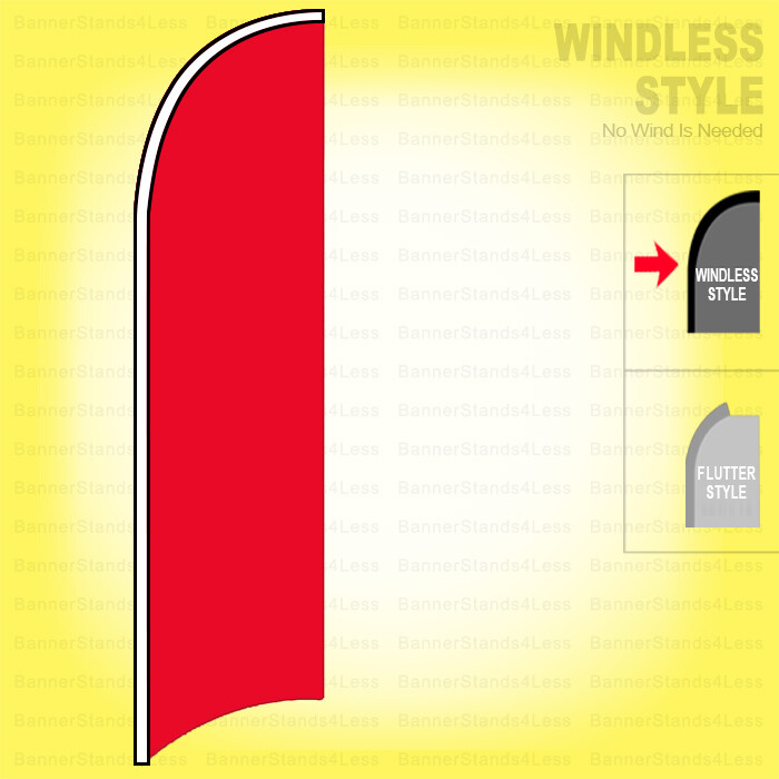 SOLID  RED - Windless Swooper Flag 2.5x11.5 ft Feather Banner Sign b