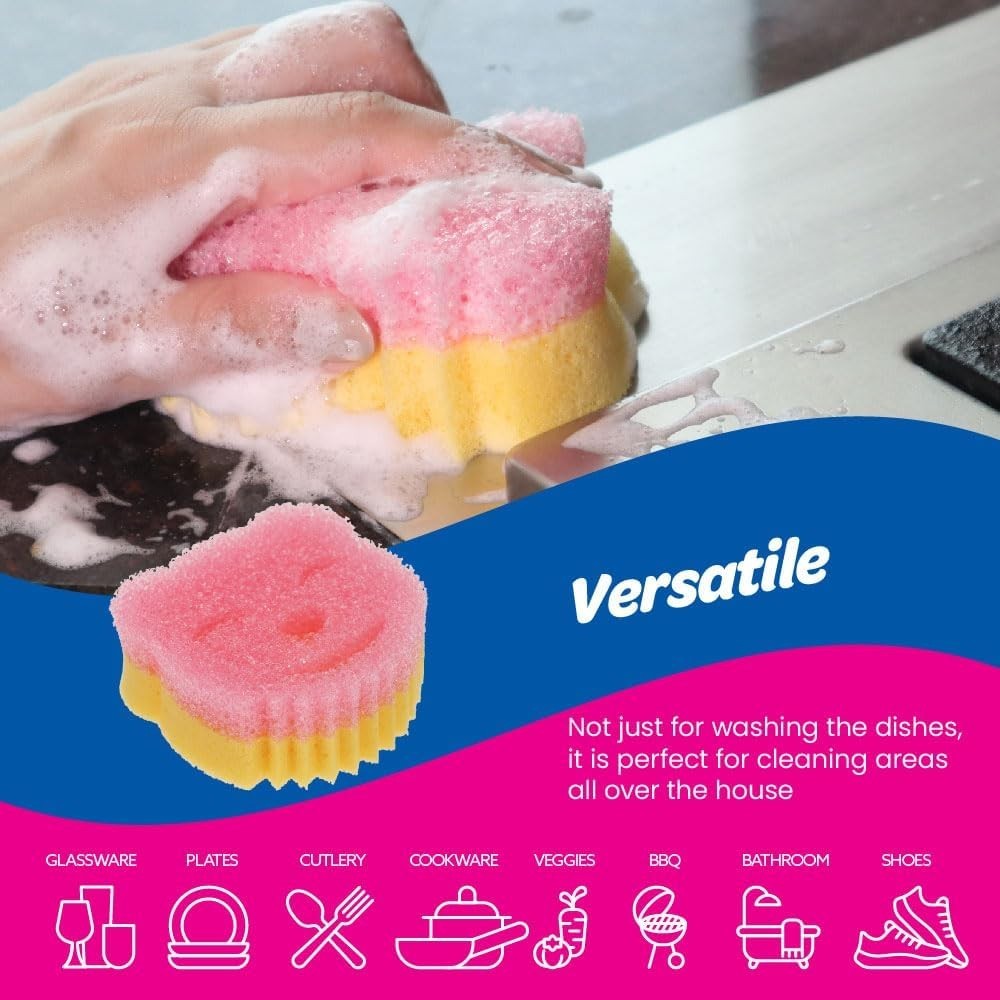 White Magic Scrubtastic Scrub & Wipe Sponge Duo 3 Pack – Dual-Action