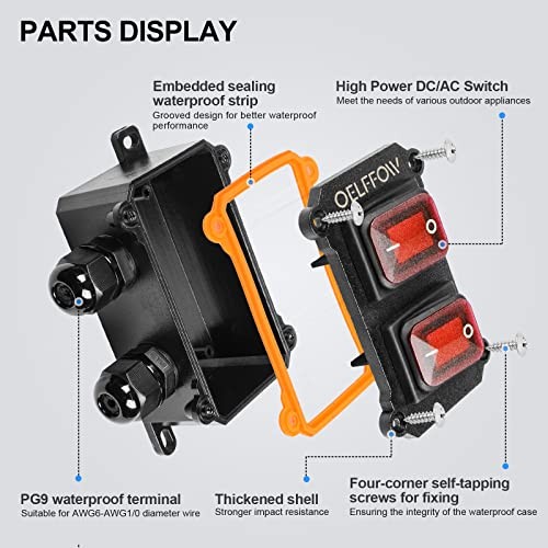 Waterproof On Off Toggle Switch Double Switch/Outlet with Red/2 Switch/2 Outlet