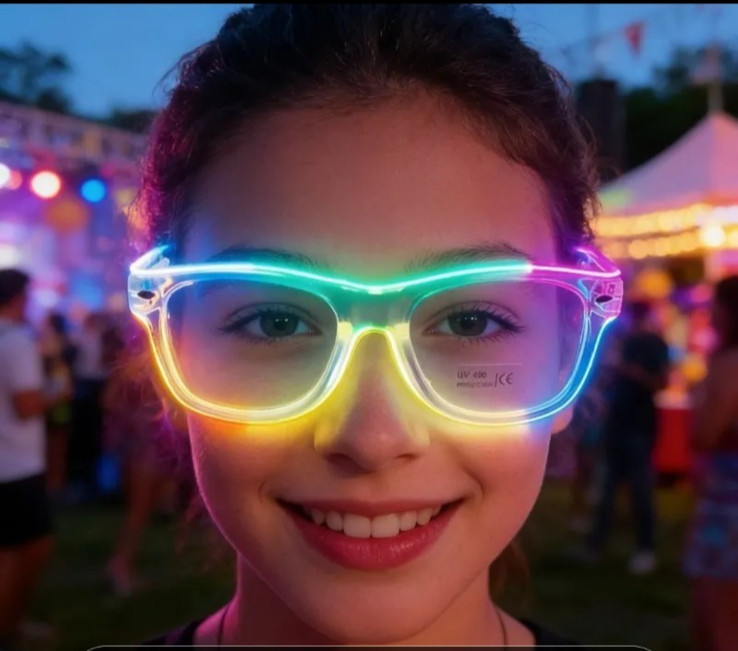 Fun light up multicolored party glasses Clear Black