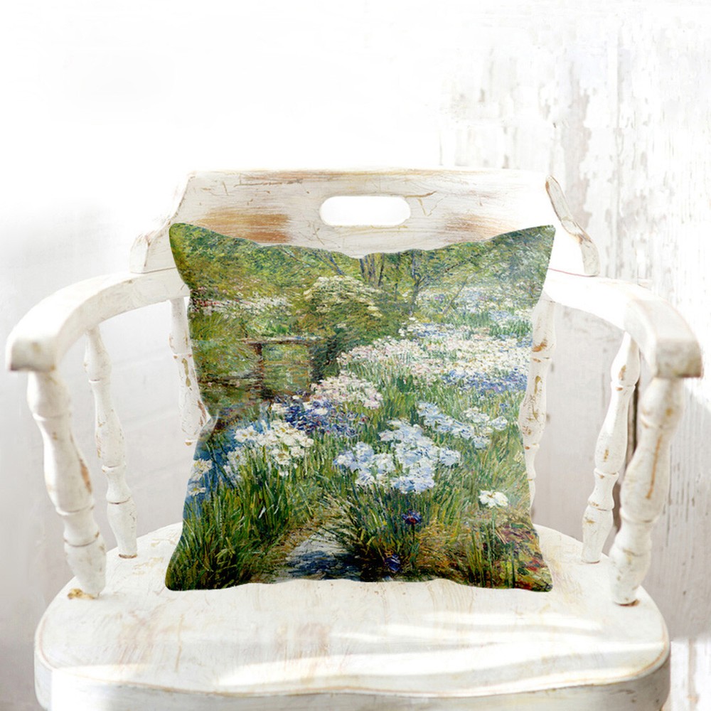 Water Garden By Hassam Antique Image Custom Double Sided Square Pillow