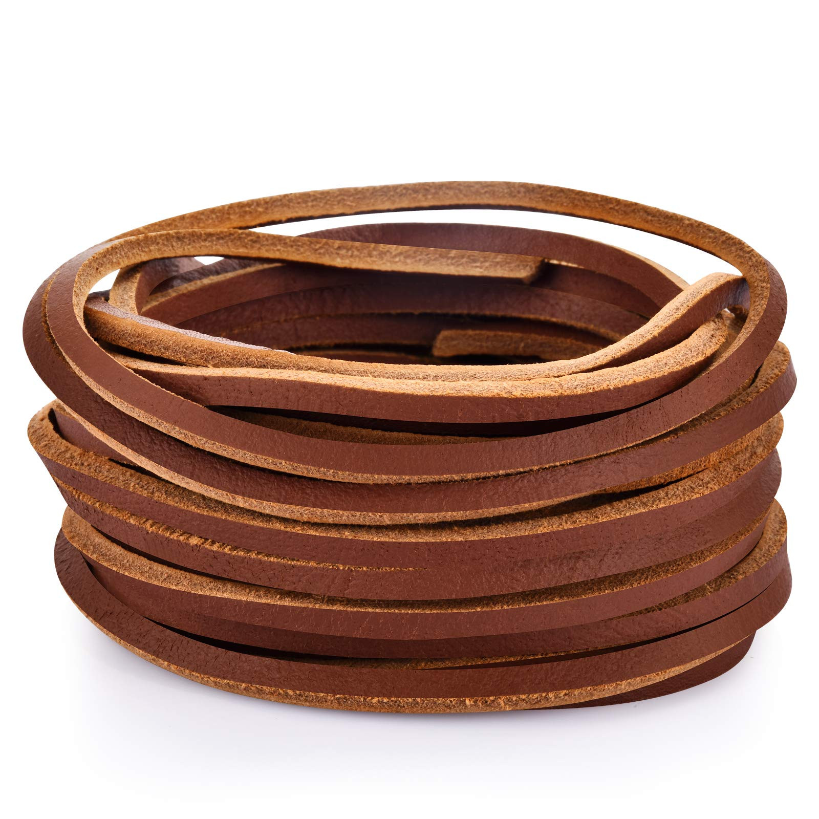 Flat Genuine Leather Cord - Natural Leather Lacing - Strip Cord Braiding