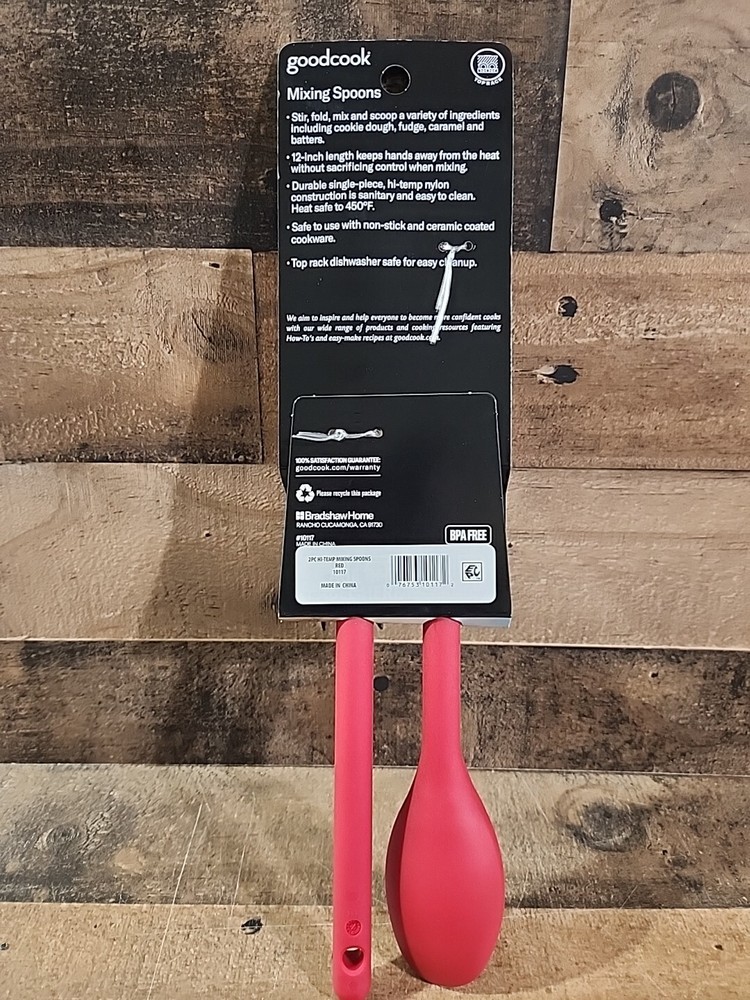 Good Cook 10117 Mixing Spoon Set, Red Plastic, 2-Pc. - Quantity 1