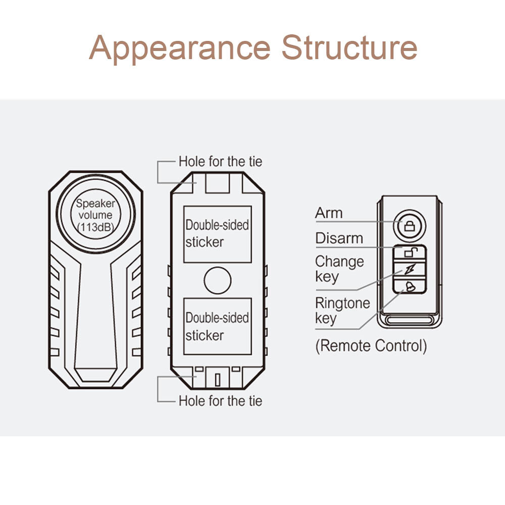 Bike Motorcycle Alarm Wireless Anit-Theft with Remote for Bicycle E-Bike Vehicle