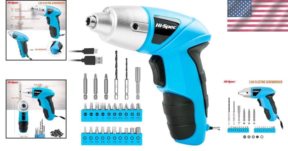 Blue Electric Power Screwdriver Set