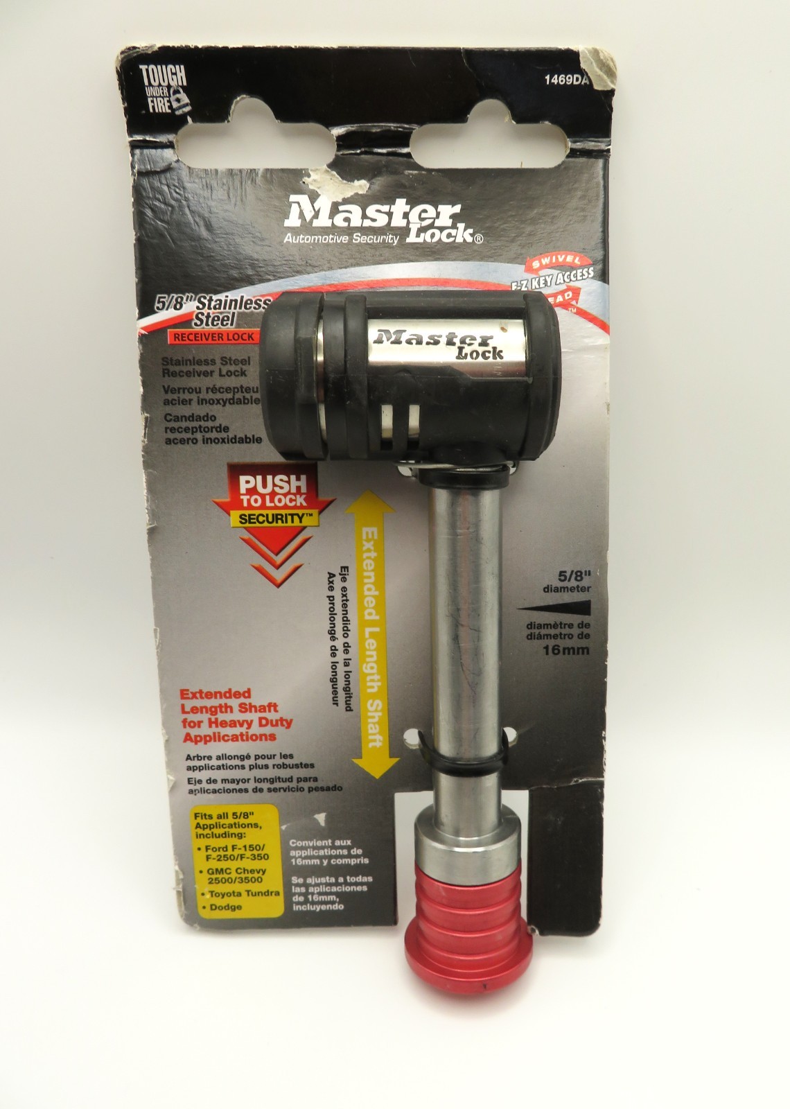 Stainless 5/8 Towing Receiver lock - Extended Length Shaft  - Heavy Duty Trucks