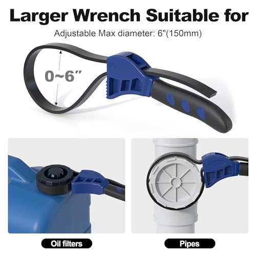 Strap Wrench Set, 2pcs Adjustable Rubber Strap Wrench, Oil Filter Strap