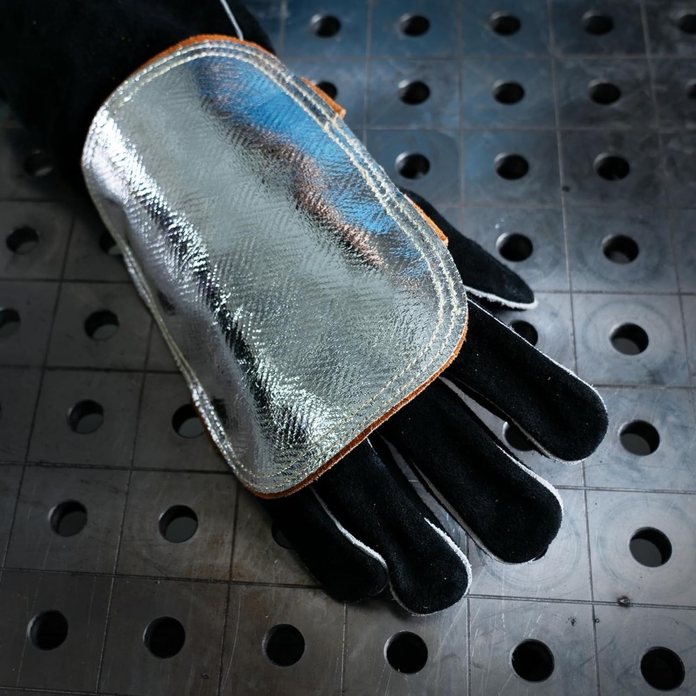Hand Heat Shield, Welding Hand Shield Split Cowhide Leather Aluminized Back W...