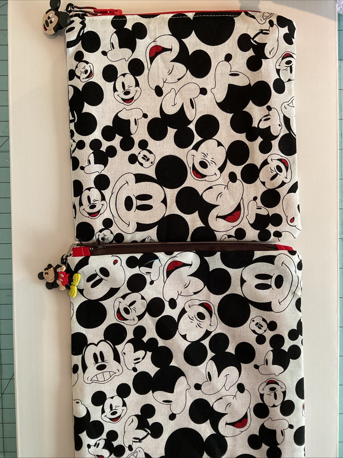 Lined Mickey Mouse handmade zippered pouch