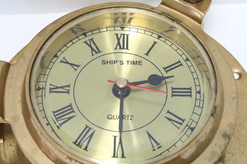 VINTAGE SHIP'S TIME BRASS QUARTZ CLOCK