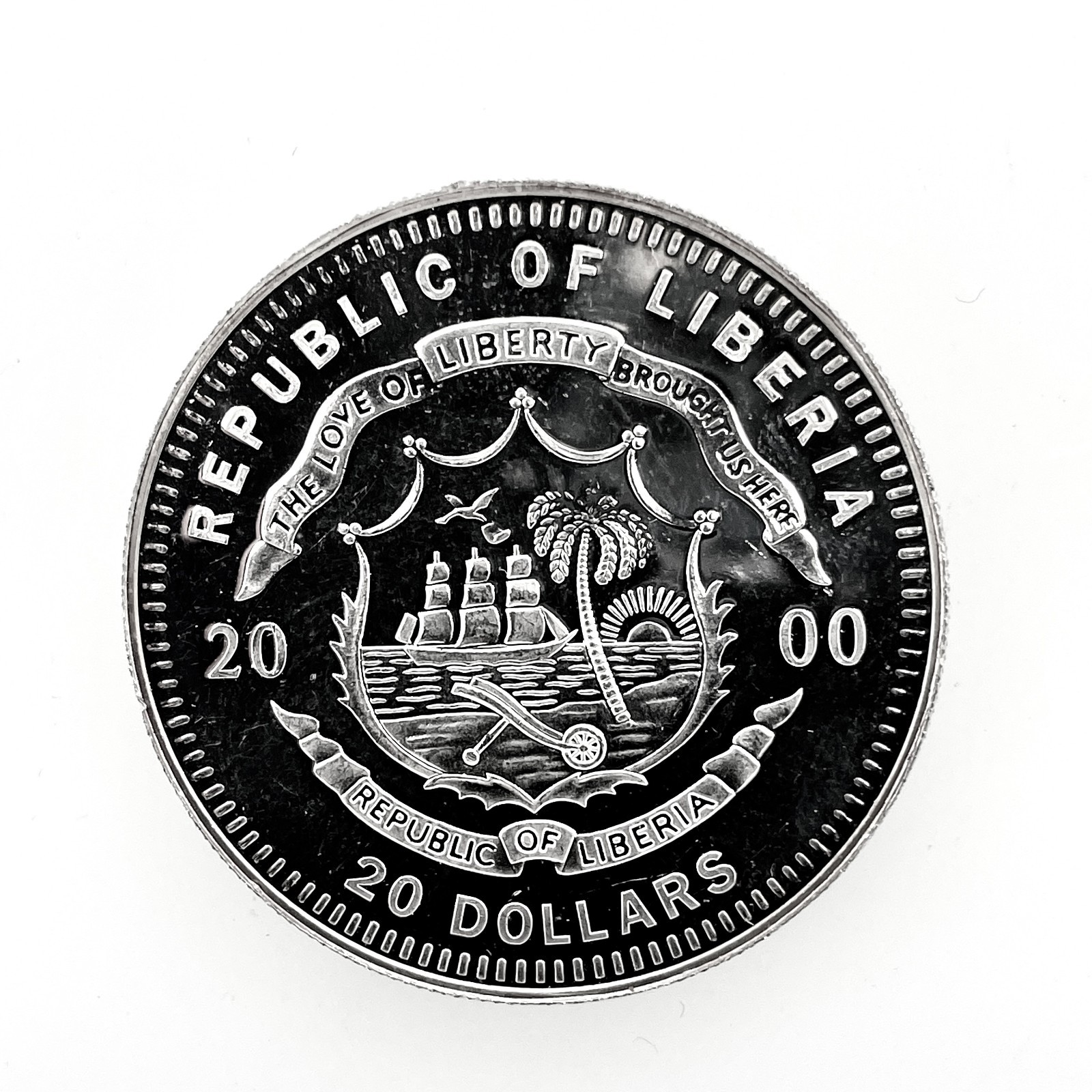 2000 LIBERIA $20 Dollars HM Bark Endeavour .999 Silver Proof Coin