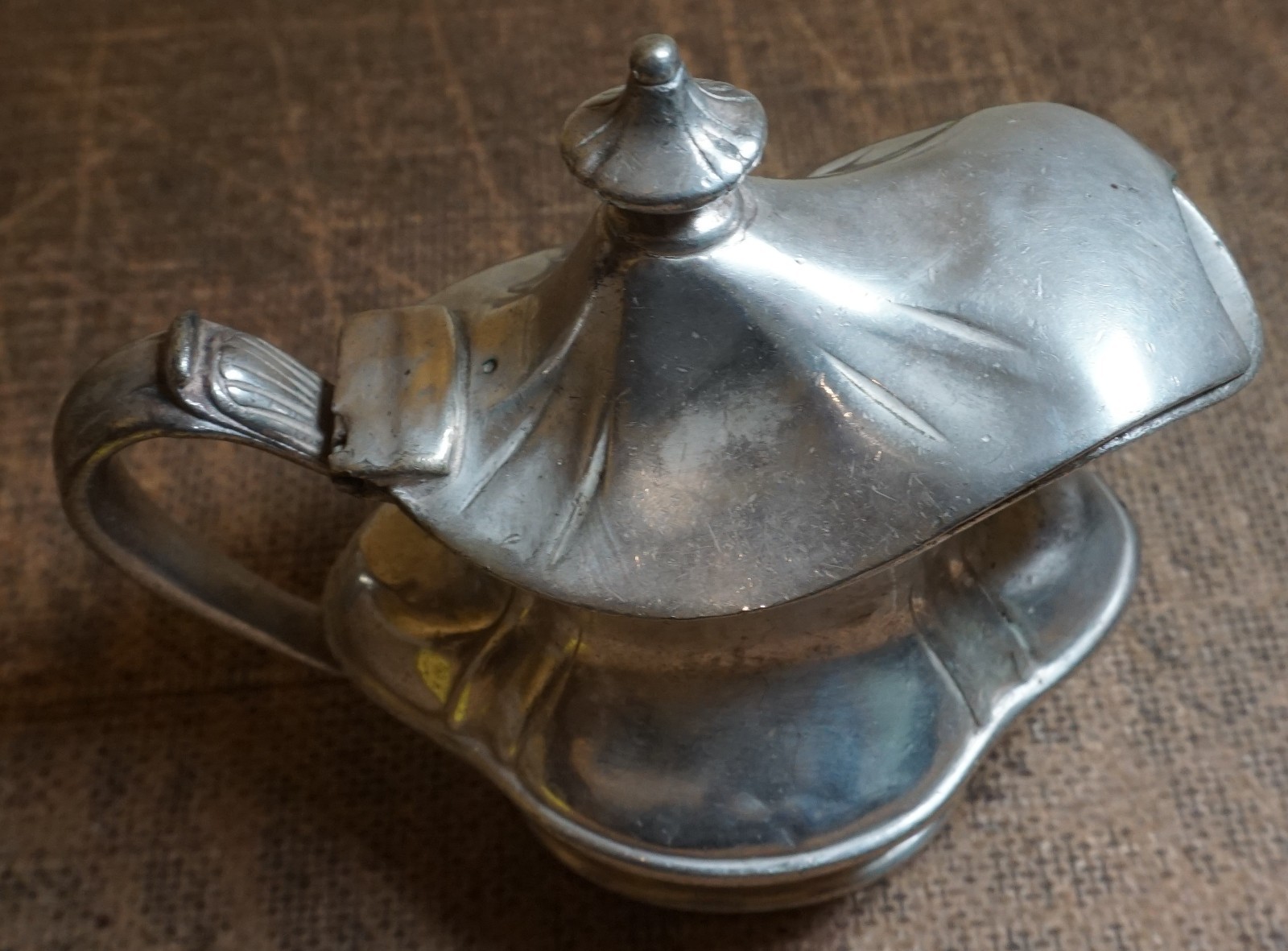 1937 BR (BURLINGTON ROUTE RR) SILVER SOLDERED CREAMER w/lid REED & BARTON 7oz