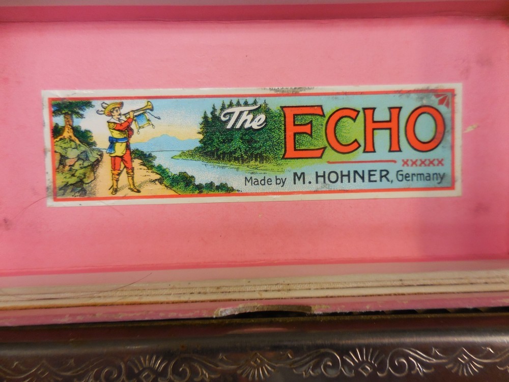 M. HOHNER Harmonica THE ECHO HARP Key C/G GERMANY Two Sided w/ Box