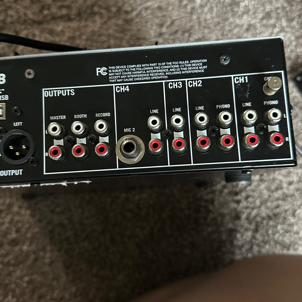 Numark M6USB 4-Channel DJ Mixer, Black/Silver, Tested