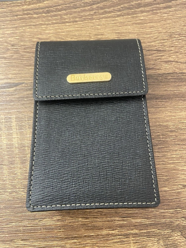 Burberrys Black Leather Cigarette Case Multi Accessory Pouch Nova Check Interior