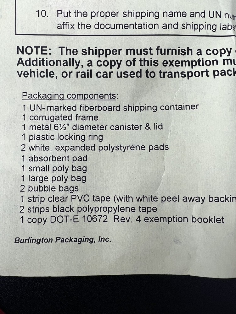DOT-E 10672 Exemption shipper 6-pack