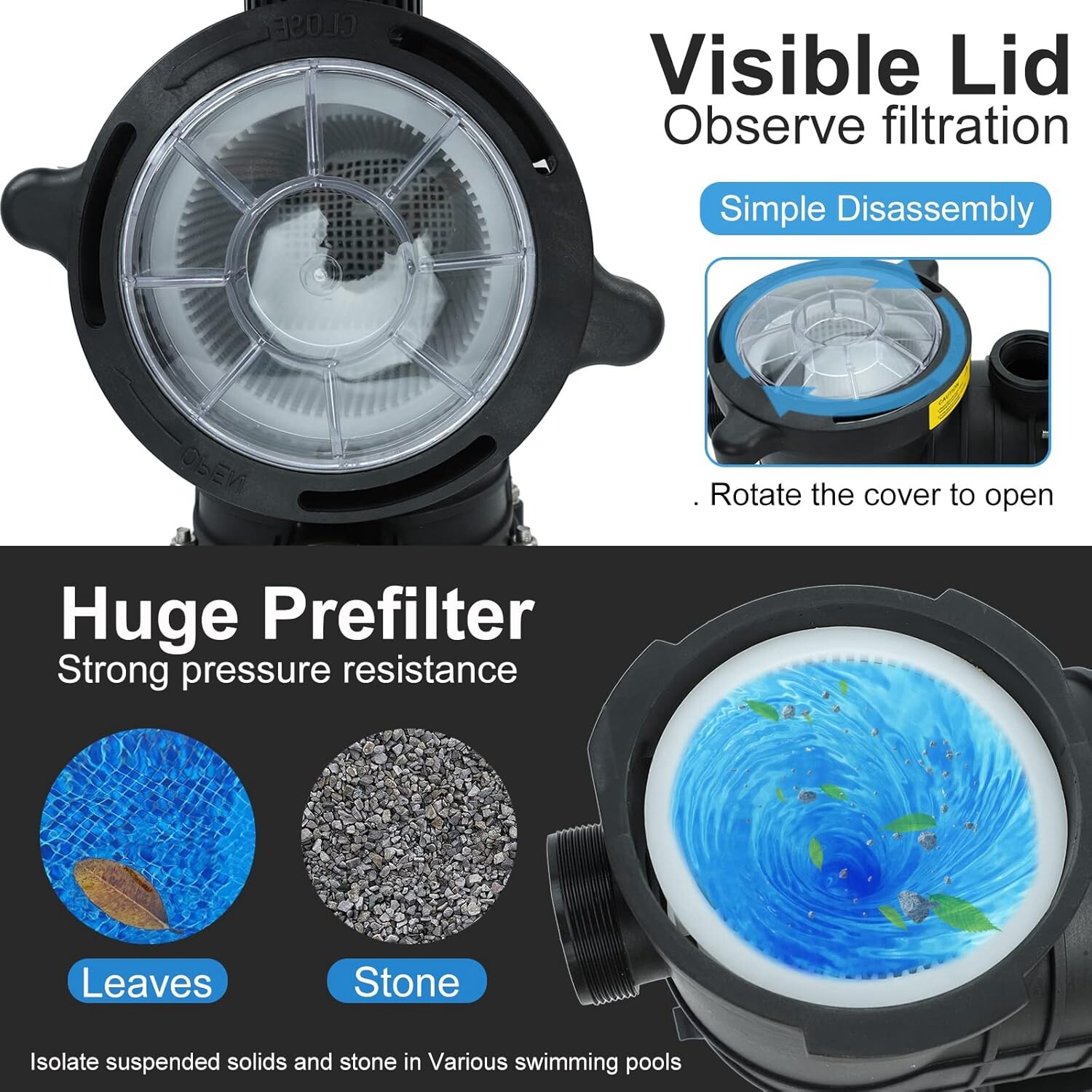 2.0 HP In/Above Ground Swimming Pool Pump 110V/220V Dual Voltage Single Speed