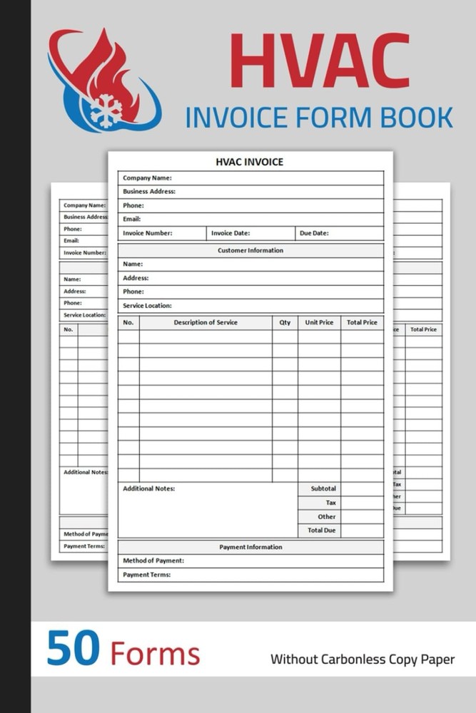 HVAC Invoice Form Book: HVAC Service Invoice Sheets | 50 Forms